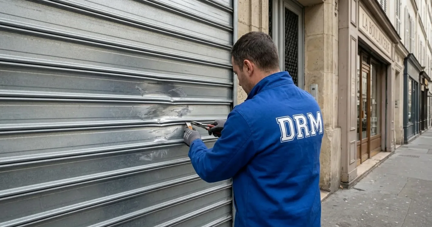 Lames remplacées après un choc — Rideau métallique à Vitry-sur-Seine Lames remplacées après un choc — Rideau métallique à Vitry-sur-Seine